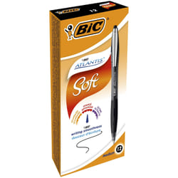 BIC Atlantis Soft Noir Stylo à bille rétractable avec clip Moyen 12 pièce(s)