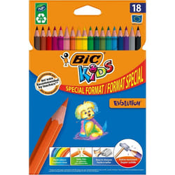 Crayons de couleur - BIC® - Kids Evolution® - 18 pièces - Corps hexagonal - Mine très solide