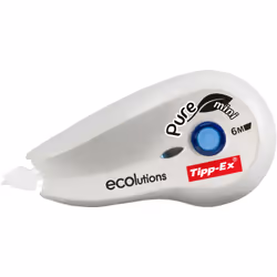 TIPP-EX Pure Mini ECOlutions Rubans Correcteurs - 6 m x 5 mm, Bleu, Ivoire, 6 m, 5 mm, 72%, Malaisie, 32 mm