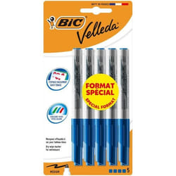 BIC - Lot de 5 Feutres effaçables à sec Velleda 1741 Medium - Plastique - Bleu