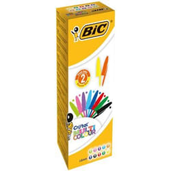 BIC Crystal Noir, Bleu, Vert, Bleu clair, Vert clair, Orange, Rose, Violet, Rouge, Turquoise Stylo à bille rétractable avec clip 20 pièce(s)