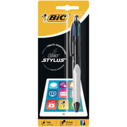 BIC 4 colours balpen en Stylus 2 in 1, verpakt op blister Noir, Bleu, Vert, Rouge Stylo à bille rétractable avec clip 1 pièce(s)