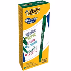 BIC Gel-ocity illusion, Stylos à encre gel avec bouchon, Vert, Vert, Ambidextre, Moyen, 0,3 mm