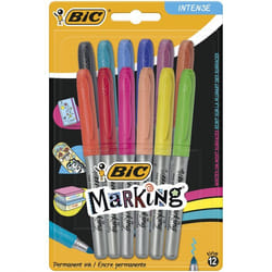 BIC Marking marqueur indélébile Pointe ogive Noir, Bleu, Bleu clair, Vert clair, Orange, Pêche, Rose, Rouge, Turquoise, Jaune 12 pièce(s)