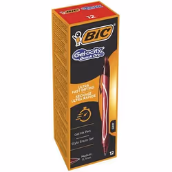 BIC Gel-ocity Quick Dry, Clip, Stylo à bille rétractable avec clip, Rechargeable, Rouge, 12 pièce(s), Moyen