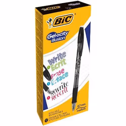 BIC Gel-ocity illusion, Stylos à encre gel avec bouchon, Noir, Noir, Ambidextre, Moyen, 0,3 mm