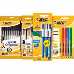 Kit de fournitures scolaires - BIC - Les Essentiels - 3 Stylos 4 Couleurs - 5 Surligneurs - 17 Pièces