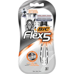 Lot de 3 rasoirs jetables BIC FLEX 5 - Lames flexibles à 5 lames pour un rasage précis et confortable de la barbe.