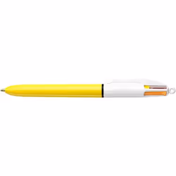 Stylo - 4 Couleurs - Pointe Moyenne - Bic - Corps Jaune
