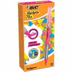 BIC Highlighter Flex, 12 pièce(s), Rose, Pointe du marqueur, Rose, Plastique, 1 mm