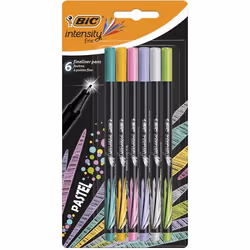 BIC 950445, Fin, 6 couleurs, Noir, Vert clair, Lilas, Rose, Violet, Jaune, Pointe ogive, 0,8 mm, 0,4 mm