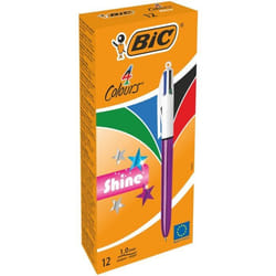 BIC 4 Colours Shine Multicolore Stylo à bille multifonctions Moyen 12 pièce(s)
