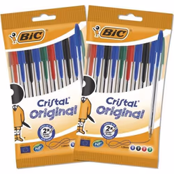 BIC Cristal Original Stylos-Bille Pointe Moyenne (10 mm) - Couleurs Assorties Lot de 2 Pochettes de 10