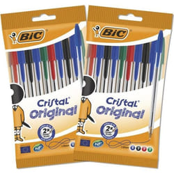 BIC Cristal Original Stylos-Bille Pointe Moyenne (10 mm) - Couleurs Assorties Lot de 2 Pochettes de 10
