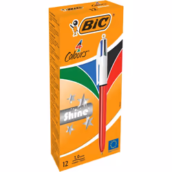 BIC 982877, Clip, Stylo à bille rétractable avec clip, Rechargeable, Noir, Bleu, Vert, Rouge, 12 pièce(s), Moyen