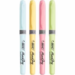 BIC Highlighter Grip Pastel marqueur 4 pièce(s) Pointe biseautée Bleu, Vert, Rose, Jaune