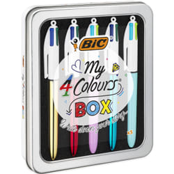 BIC 4 My Colours Box Multicolore Stylo à bille rétractable avec clip 5 pièce(s)