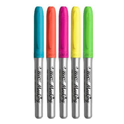 BIC 968410 marqueur 5 pièce(s) Pointe ronde Bleu, Vert, Orange, Rose, Jaune