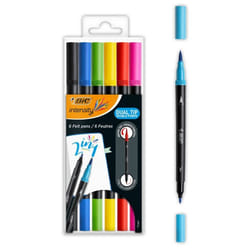 BIC Intensity Dual Tip stylo-feutre Noir, Bleu, Vert, Violet, Rouge, Jaune 6 pièce(s)