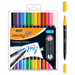 BIC Intensity Dual Tip, Noir, Bleu, Marron, Vert, Bleu clair, Vert clair, Orange, Rose, Violet, Rouge, Violet, Jaune, Noir, 1 ...