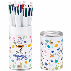 BIC 4 Couleurs Message Box, Blanc, 8 pièce(s), Stylo à bille + Stylo plume