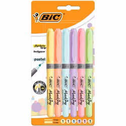 BIC 992561 marqueur 6 pièce(s) Pointe biseautée Bleu clair, Vert clair, Orange clair, Rose clair, Violet, Jaune