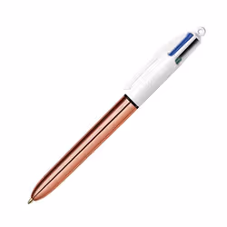 Stylo bille 4 couleurs Bic Shine rétractable pointe 1 mm - écriture moyenne - or rose