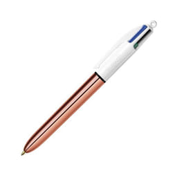 Stylo bille 4 couleurs Bic Shine rétractable pointe 1 mm - écriture moyenne - or rose