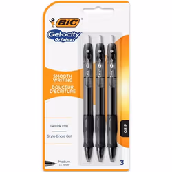Stylos roller à encre gel - BIC - Gel-ocity ST Original - Pointe moyenne 07 mm - Blister de 3 - Noir