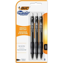 Stylos roller à encre gel - BIC - Gel-ocity ST Original - Pointe moyenne 07 mm - Blister de 3 - Noir