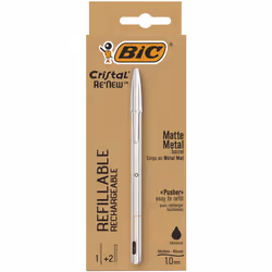 BIC Cristal Renew, Clip, Stylo à bille, Rechargeable, Noir, 1 pièce(s)