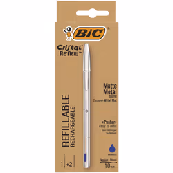 BIC Cristal Renew, Clip, Stylo à bille, Rechargeable, Bleu, 1 pièce(s)