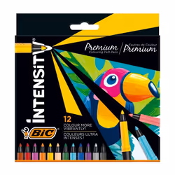 BIC Intensity Premium, Fin, 12 couleurs, Noir, Bleu, Vert, Bleu clair, Orange, Violet, Rouge, Couleur vanillée, Violet, Blanc ...