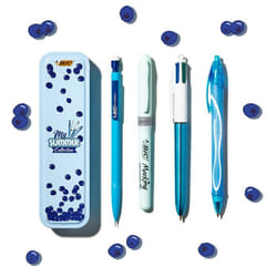BIC Summer Blue Box Noir, Bleu, Vert, Rouge Stylo à bille rétractable avec clip 5 pièce(s)