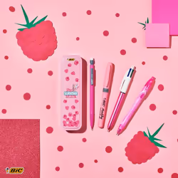 BIC Summer Pink Box Noir, Bleu, Vert, Rouge Stylo à bille rétractable avec clip 5 pièce(s)