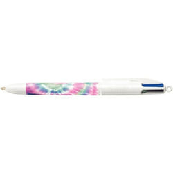 Stylo bille - BIC - 4 couleurs Tie and Dye - Pointe moyenne - Rechargeable - Mixte