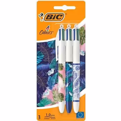 Stylo-Bille - BIC - 4 Couleurs - Décors Assortis - Rechargeable - Pointe Moyenne