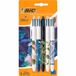 BIC 4 Couleurs Décors Stylos-bille Série Botanique Pointe Moyenne (10 mm)