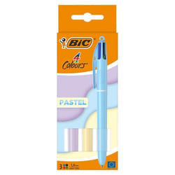Coffret 3 Stylos Bille BIC 4 couleurs Pastel retractable