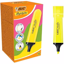 Surligneurs - BIC - Marking - Pointe Biseautée Modulable - Jaune Fluo - Pack de 12