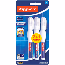TIPP-EX Bl 2+1 Gratis Shake'n Squeeze, 8 ml, Blanc, Métal, France, Ampoule