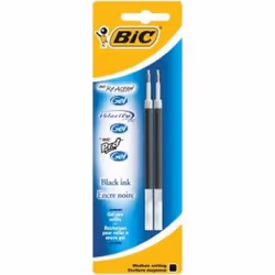 BIC Reaction Gel, x2, Noir, Moyen, Noir, Plastique, Acier inoxydable, Stylo à bille