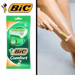 Rasoirs jetables - BIC - Comfort 2 - 5 unités - Enrichis en vitamines - Pour homme