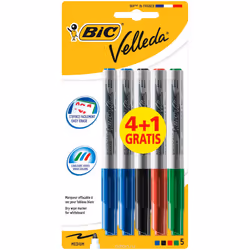 BIC Velleda Feutre Memob 4+1, 5 pièce(s), Noir, Bleu, Vert, Rouge, Bloc, Multicolore, Rond, 1,5 mm
