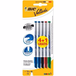 Feutres effaçables à sec Velleda 1721 - BIC - Lot de 5 - Pointe ogive bloquée