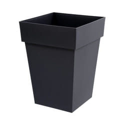 EDA - Pot de fleur mi-haut carre Toscane - 39 x 39 x h 53 cm - 51 l - Gris anthracite