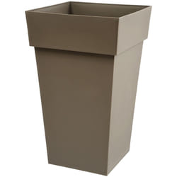 EDA - Pot de fleur haut carre Toscane - 39 x 39 x h 65 cm - 62 l - Taupe