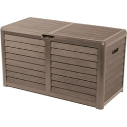 EDA - Coffre de jardin baya en Plastique 420 litres - Décor imitation bois - Taupe - Fabriqué en France