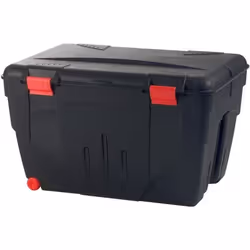 Malle de rangement Trafic - EDA PLASTIQUE - 110 L - Noir et rouge - Couvercle à charnière - 2 roulettes