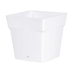 Pot de fleur Toscane avec soucoupe 17,4 x 17,4 x 17 cm carré - 3,4 litres - blanc - EDA
